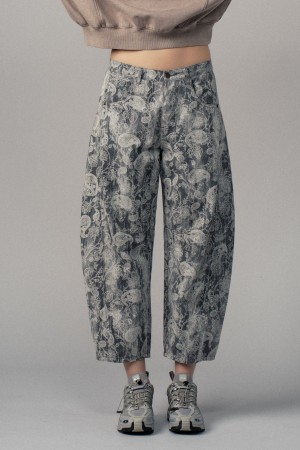 0014-9822<br/>Paisley Print Denim Wide-Leg Pants Set
