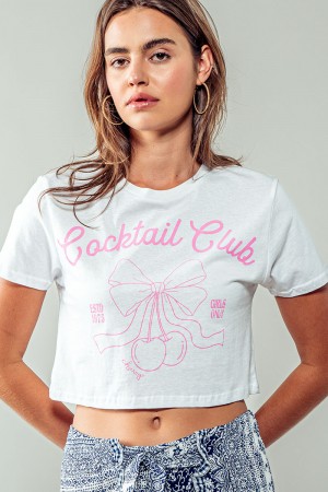 0102-3349<br/>Cocktails Club Cropped Graphic Tee