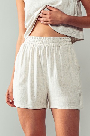 0330-3125<br/>Calm Energy Linen Shorts - Elastic Waistband