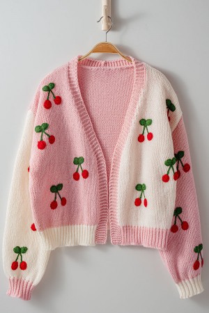 0470-2717<br/>Cherry Paradise Crochet Knit Cardigan