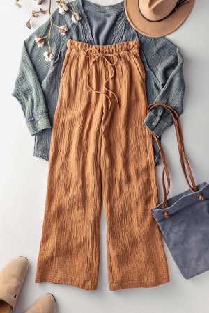 0548-3677<br/>Soft Cotton Gauze Pants with Relaxed Boho Fit