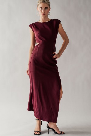 0598-6891<br/>CUT OUT WAIST SLIT LONG DRESS