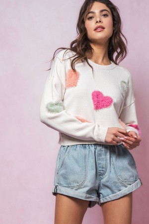 0676-5043<br/>Heart of Fuzz Knit Crewneck Sweater