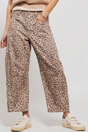 0705-4554<br/>Leopard Print Barrel Jeans