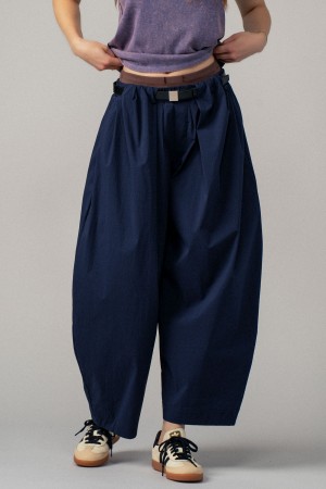 0961-1840<br/>Cocoon Silhouette Maxi Pants with Contrast Waist