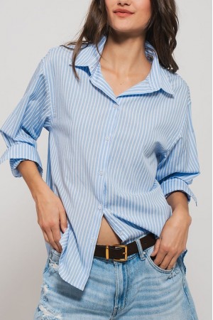 0964-9043<br/>LOOSE FIT BUTTON DOWN STRIPE SHIRT